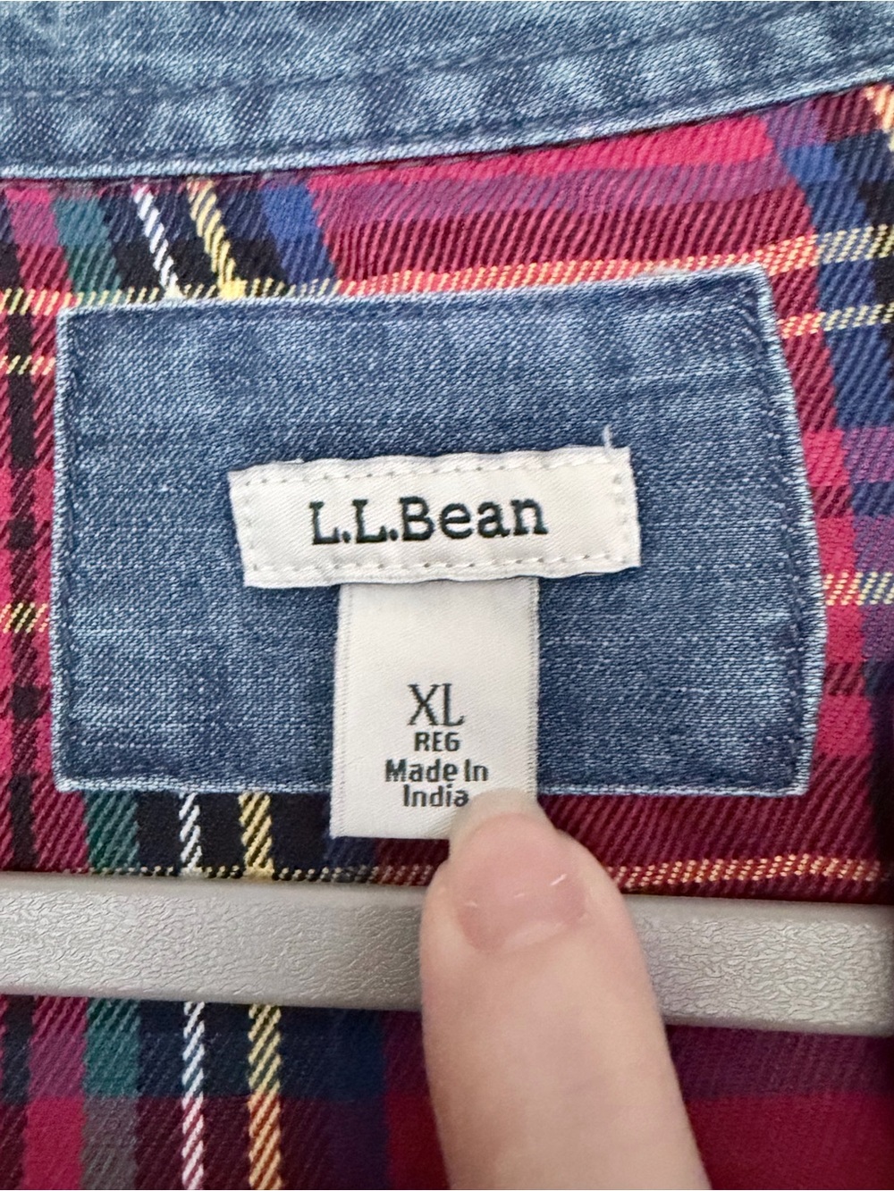 L.L. Bean Heritage Washed Denim Shirt Plaid Flannel Lined Tartan Button Down XL - Picture 3 of 7